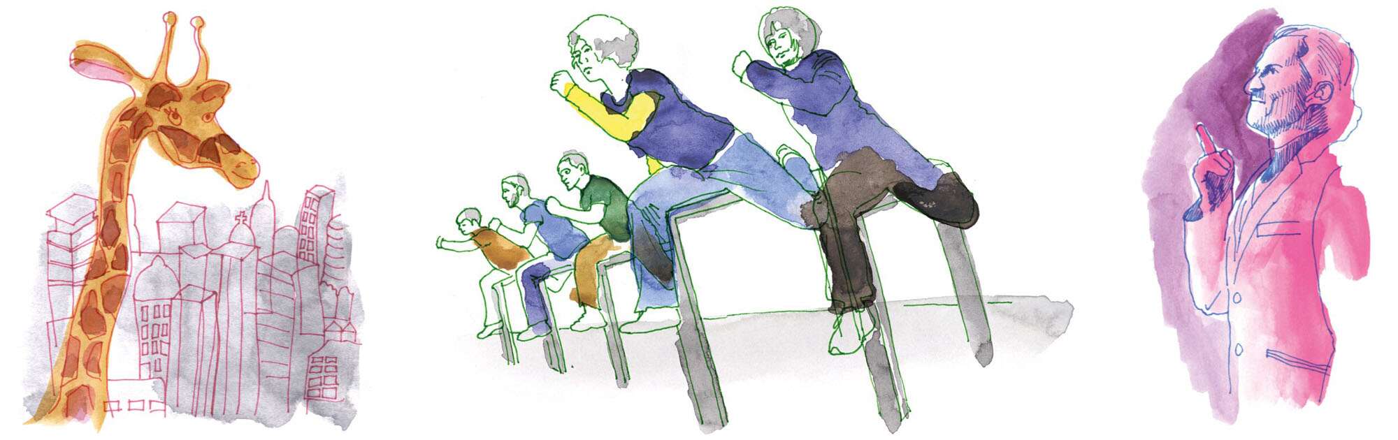 Illustraties voor de seizoensbrochuren voor theater De Kleine Verbeelding in Purmerend