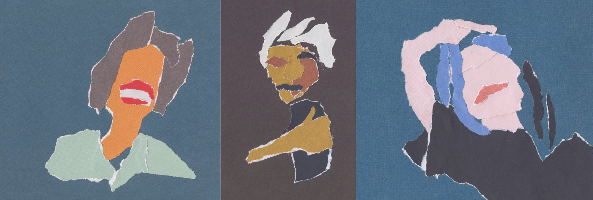 portretten collages van gescheurd papier